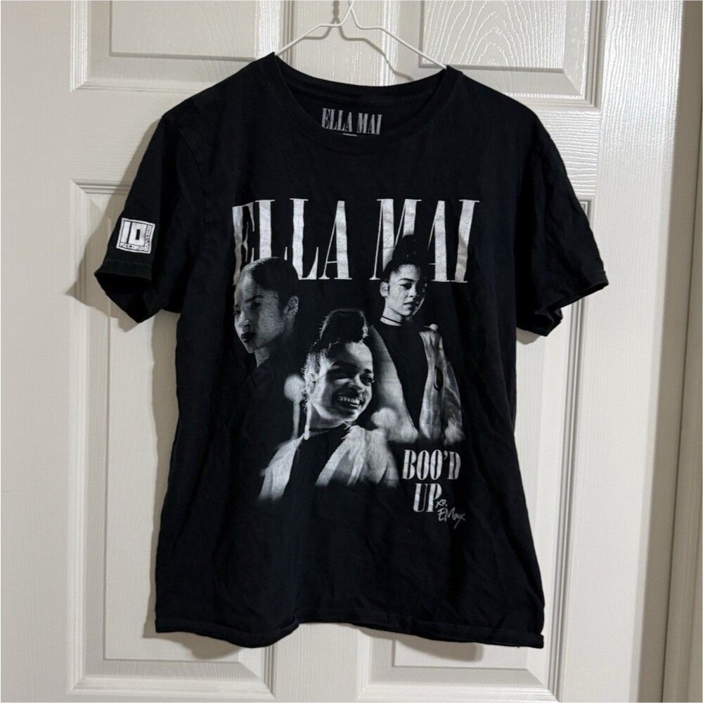 Ella Mai Unisex Adults Black Music Graphic Print Crew Neck T-Shirt Size M